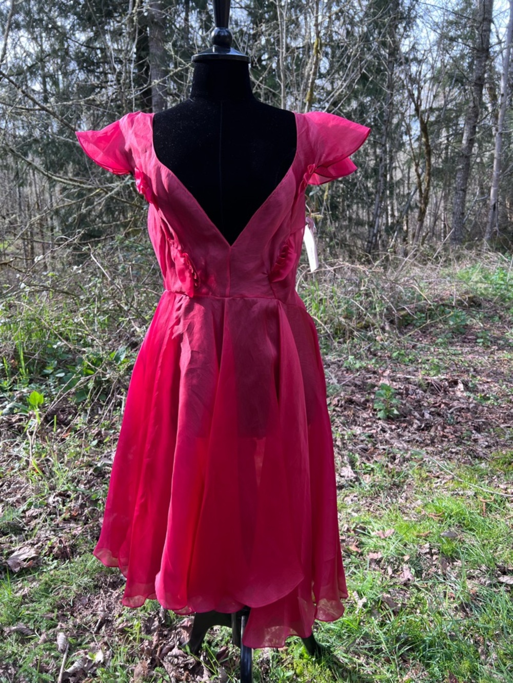 Sonya Kay Srichawla Thailand red silk dress S